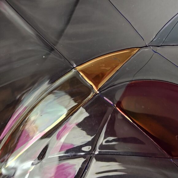 Luminescence Hand Blown Bowl Vase Romania Lead Free Glass Crystal Mosaic Art - Picture 9 of 15